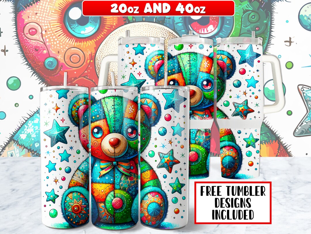 20oz & 40oz Teddy Bear Tumbler Wrap PNG Design, Bear 40 Oz Tumbler Wrap ...