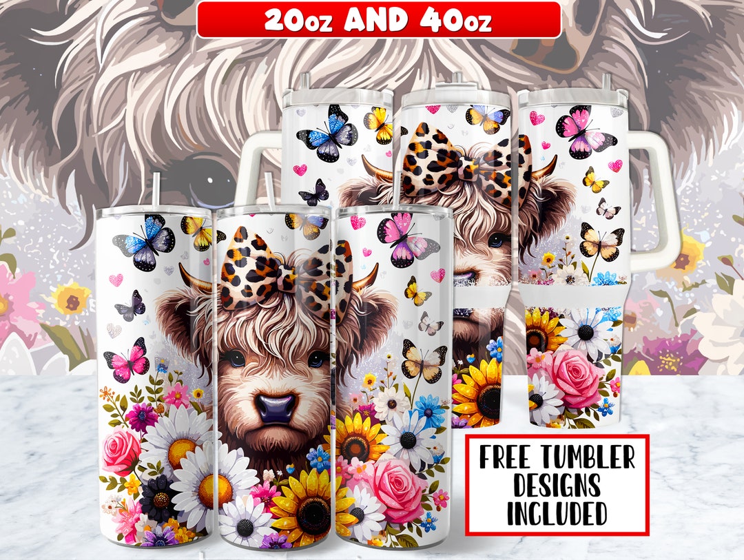 Highland Cow Tumbler Wrap PNG Design 20 Oz Skinny Tumbler , Highland ...