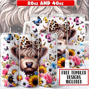 Highland Cow Tumbler Wrap PNG Design 20 oz Skinny Tumbler , Highland Cow 40oz Tumbler Wrap PNG Design, Instant Digital Download