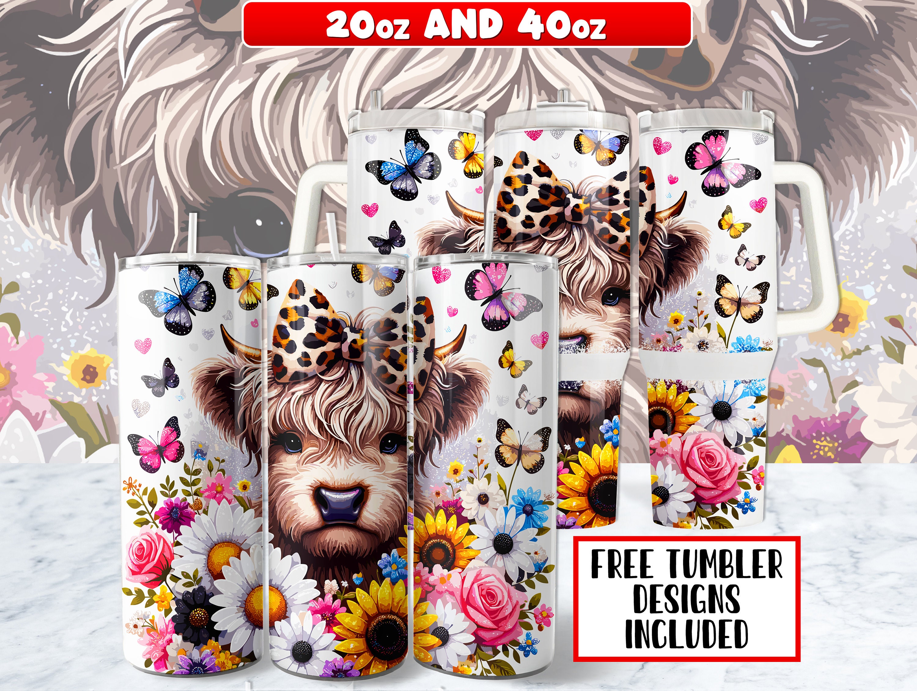 Highland Cow Tumbler Wrap PNG Design 20 Oz Skinny Tumbler , Highland ...