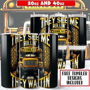 20oz & 40oz School Bus Driver Tumbler Wrap PNG Design, Bus 40 oz Tumbler Wrap and 20 oz Skinny Tumbler Wrap Sublimation Design, Instant Down
