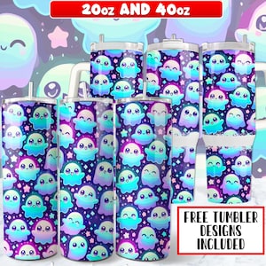 20oz & 40oz Cute Ghost Halloween Tumbler Wrap PNG Design, Halloween 40 oz Tumbler Wrap and 20 oz Skinny Tumbler Wrap Sublimation Design