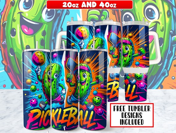 20oz & 40oz Pickleball Tumbler Wrap PNG Design, Pickleball 40 oz Tumbler Wrap and 20 oz Skinny Tumbler Wrap Sublimation Design, Instant Down