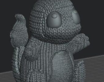 3D Printed Knitted Pocket Monster Figurine, Painted or Unpainted