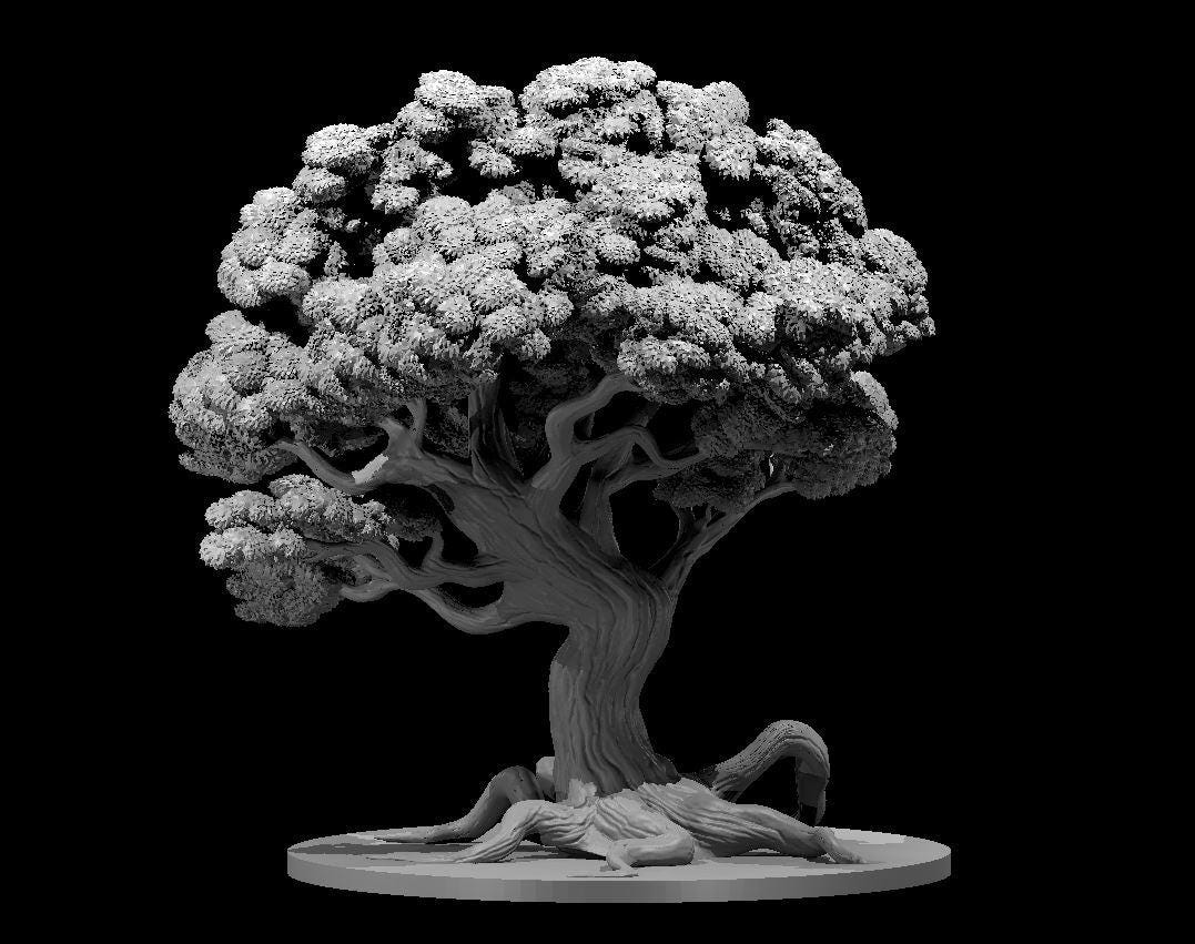 3D Resin Awakened Tree Miniature, Dnd Tabletop Terrain (78mm No Leaves ...