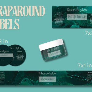 Emerald design, Cosmetic Label Template, Body Product Label, Skincare Label, Beauty Sticker Design, Bottle and Jar Labels, editable