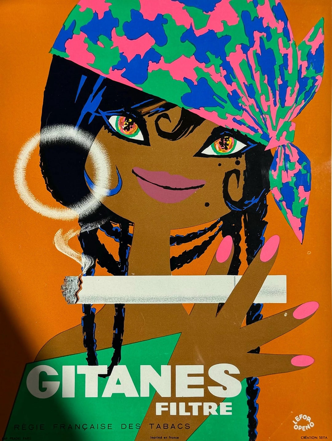 Gitanes by Lefor Openo 1960s リトポスター Original Lefor Openo Poster - Gitanes - 1960 - Etsy
