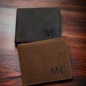 Cartera personalizada grabada cartera de hombre cartera de cuero cartera personalizada novio regalo del día del padre regalo para él regalo de aniversario de los hombres