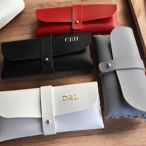 Étui à lunettes en cuir personnalisé, boîte à lunettes souple, cadeau de demoiselle d'honneur, cadeaux de fête de mariage, cadeau d'anniversaire, cadeau de fête des mères, cadeau pour elle