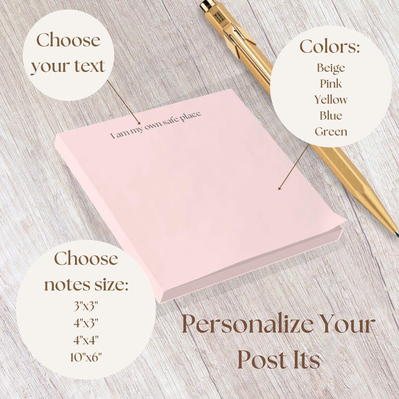 Affirmation Post-it® Note Pads Custom Sticky Notes With Mindful Message ...