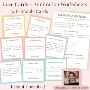 Liefde en bewondering Printables voor stellen Liefdeskaarten voor stellen Werkbladen bewondering Romantisch cadeau Direct downloaden