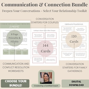Werkbladen voor communicatie en conflictoplossing Starters voor stellen en familiegesprekken Afdrukbare relatietoolkit Digitale download