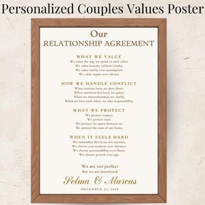 Acuerdo de Relación Personalizado para Parejas Relación Saludable Valores Románticos