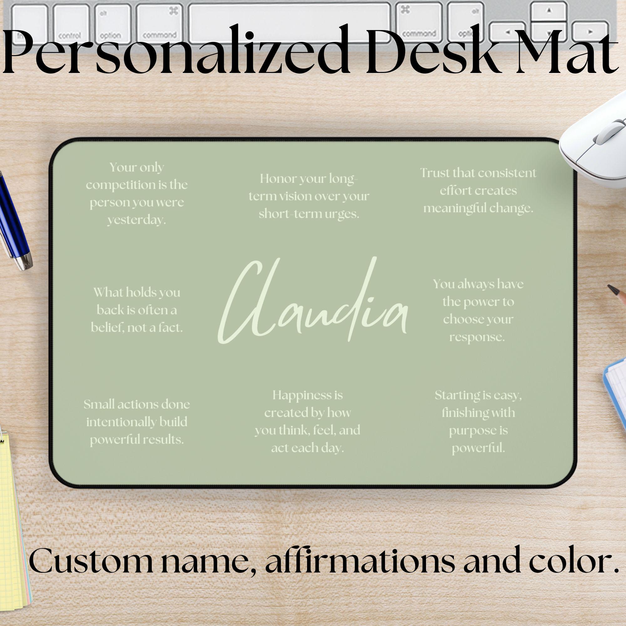 Personalized Desk Mat With Name and Affirmations Custom Office ...