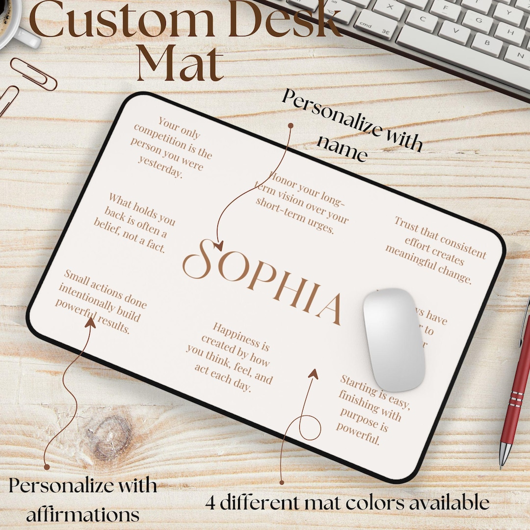 Personalized Desk Mat With Name and Affirmations Custom Office ...