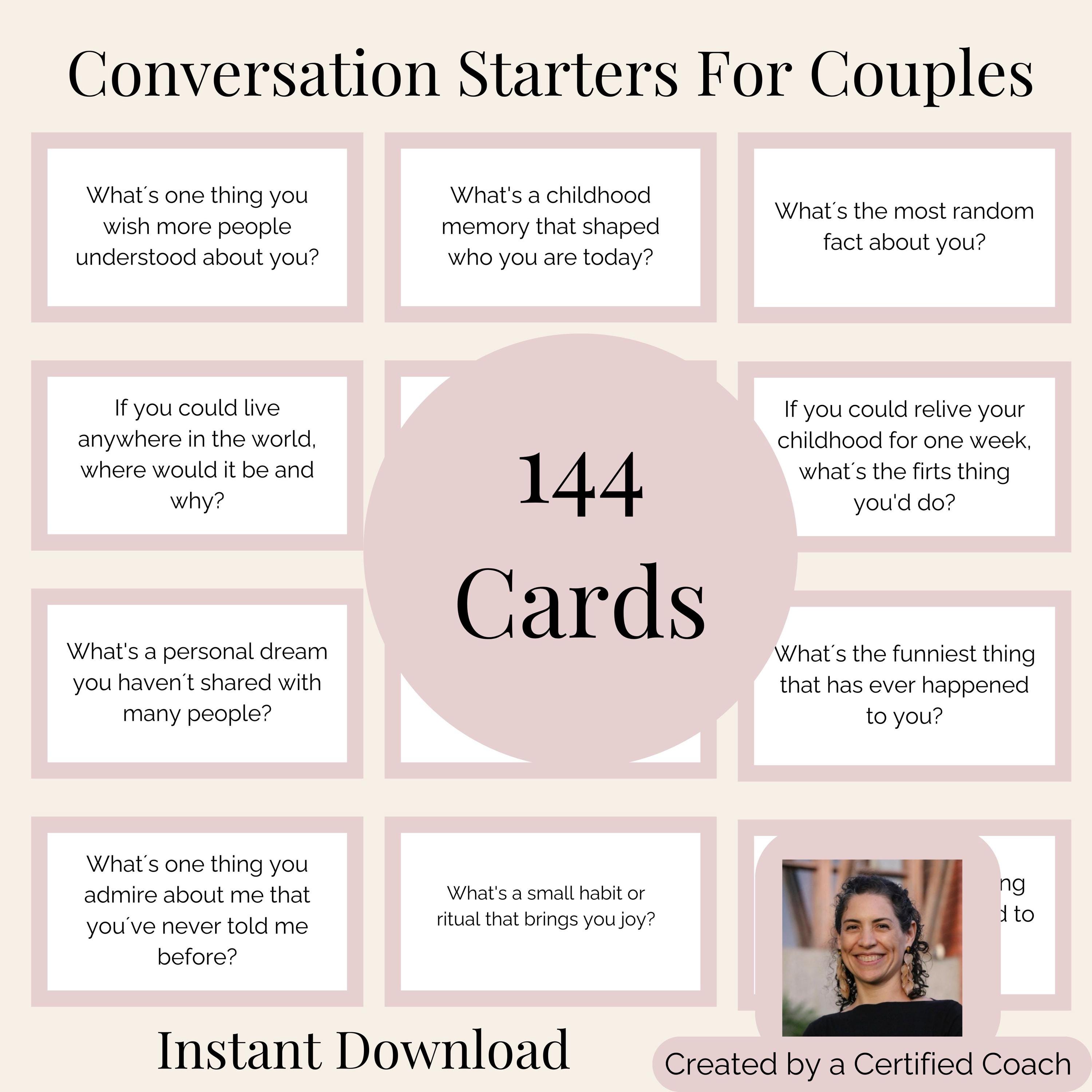 Couples Conversation Starters Printable Date Night Questions Relationship Building Cards Digital Download for Couples