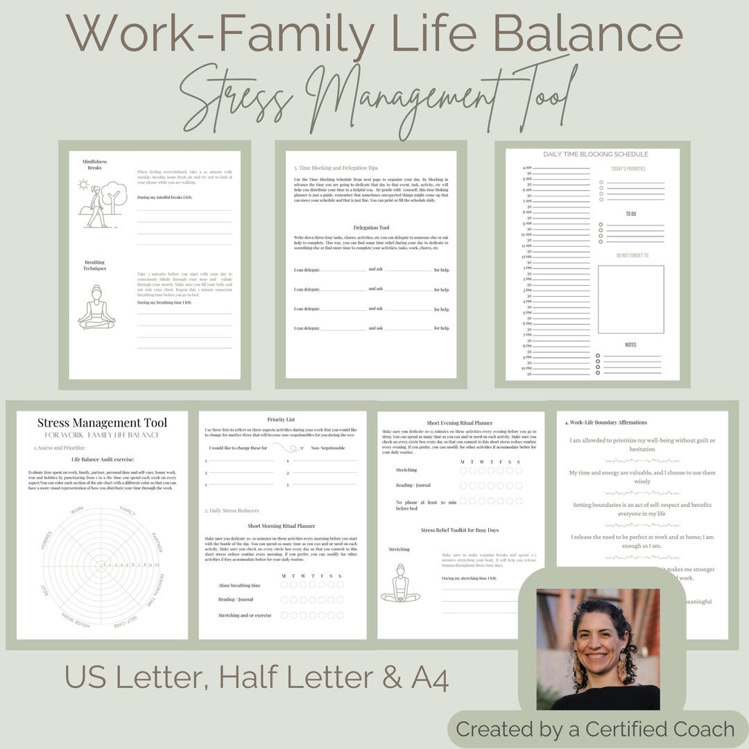 Stress Management Worksheets for Work Family Life Balance Tool Kit for ...