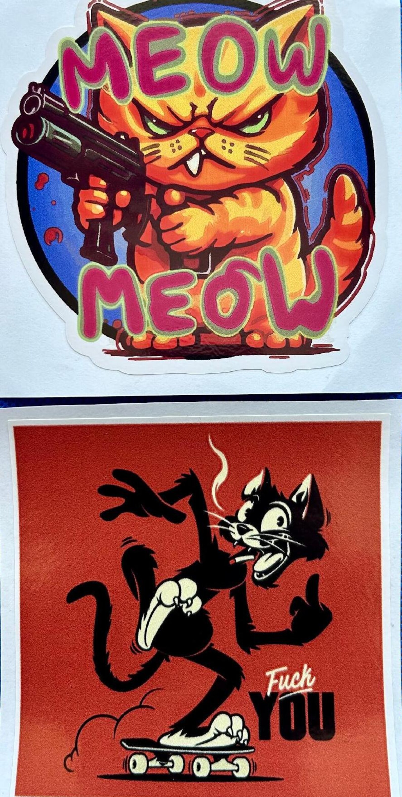 2-Pack Hot Rod Rat Fink Biker Motorcycle Tools Guns Stickers – Red, 3M Glossy