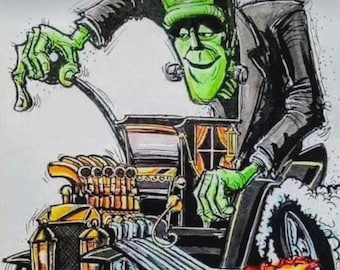 1- Adesivo Frankenstein Rat Fink hot rod motociclista ferramentas