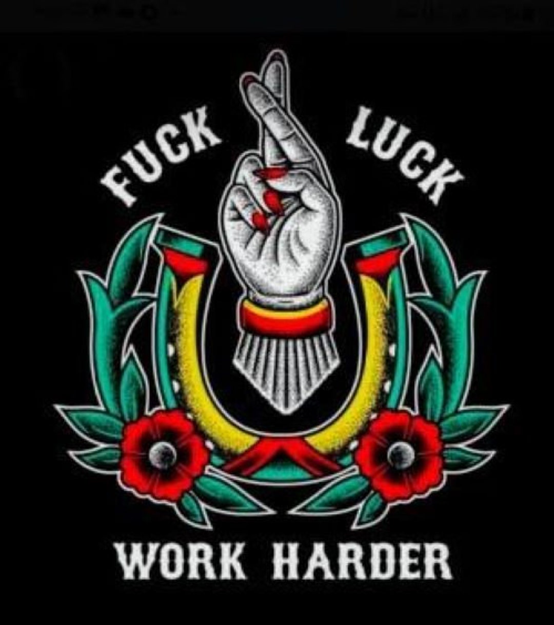 2-pack FUCK LUCK Work Harder Hot Rod Rat Fink Motorcycles Chopper