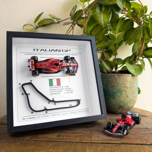 F1 Incorniciata - GP ITALIA 2024 | con la vettura vincente di Charles Leclerc |  F1 Wall Art | Telaio del circuito | Regalo F1 | Arte F1 incorniciata | Formula uno F1