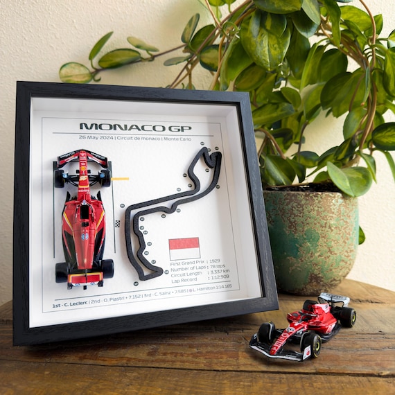 F1 Framed - Monaco GP 2024  | with winning car from Charles Leclerc |  F1 Wall Art | Circuit Frame | F1 Gift |Framed F1 Art | Formula one