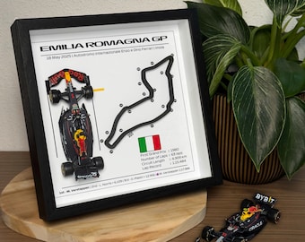 Circuito 3D del GP de Imola 2025 de Fórmula 1 con el Red Bull RB21 y Max Verstappen
