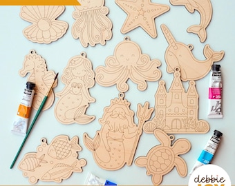 Mermaid Paint Kit SVG: Under the Sea Party Favor, Laser Cut Files (Commercial License)