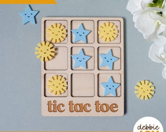 Sun & Stars Noughts and Crosses SVG: Laser Cut Game Files (Commercial License)