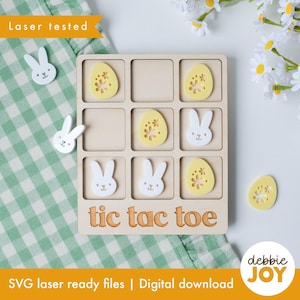 Ostern Tic Tac Toe SVG, Nullen und Kreuze, Osterkorb Geschenk, Laser SVG-Schneidgravurdateien, kommerzielle Lizenz