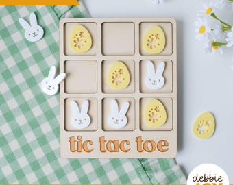 Easter Tic Tac Toe Laser Cut SVG File: Bunny & Egg Game (Commercial License)