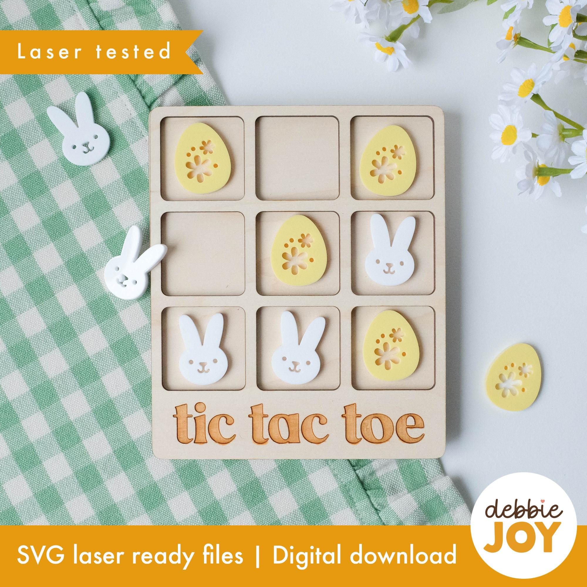 Easter Tic Tac Toe Laser Cut SVG File: Bunny & Egg Game (commercial ...