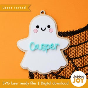 Halloween Ghost Basket Tag SVG: Personalized Laser Cut File (Commercial License)