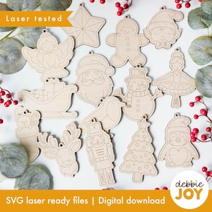 Kit de pintura de Natal para crianças SVG, enfeites de Natal DIY, artesanato de Natal para pintar para crianças, arquivos de corte a laser, licença comercial