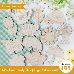 Kit de peinture printanière SVG, cadeau d'anniversaire pour enfants, décorations de Pâques bricolage, activité pour enfants, fichiers de gravure et de découpe laser SVG, licence commerciale
