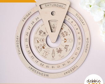 Perpetual Calendar SVG: Waldorf Style, Laser Cut Files (Commercial License)