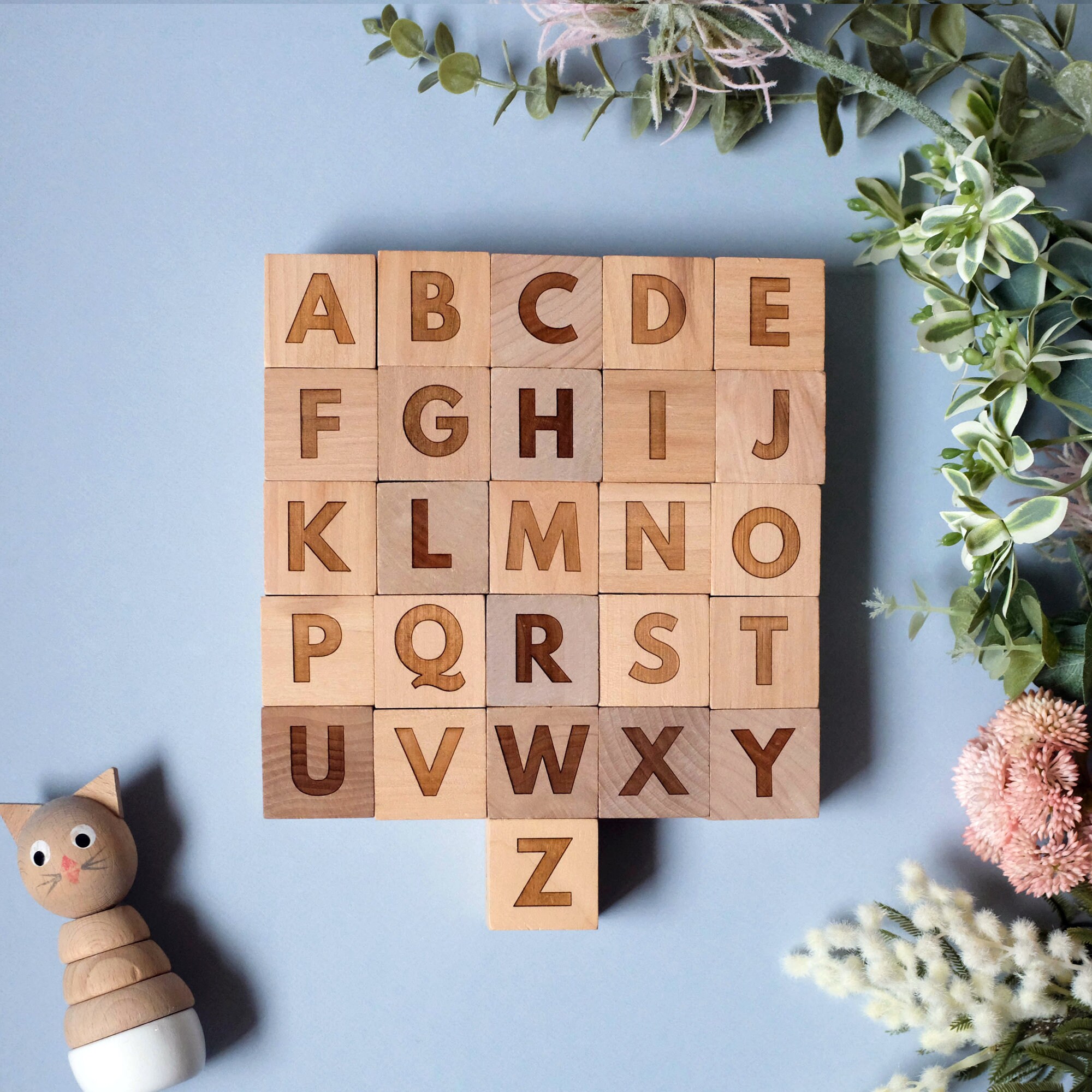 Wood Letter Blocks SVG: Vintage Alphabet, Laser Cut Files (commercial