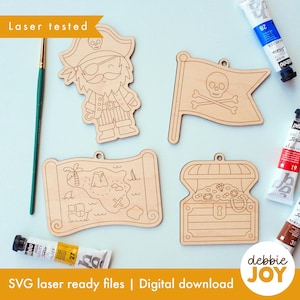 Mini Pirate Paint Kit SVG, Party Favor Gift for Kids, Pirate Ship, Kids Activity, Laser SVG Cutting Engraving Files, Commercial License