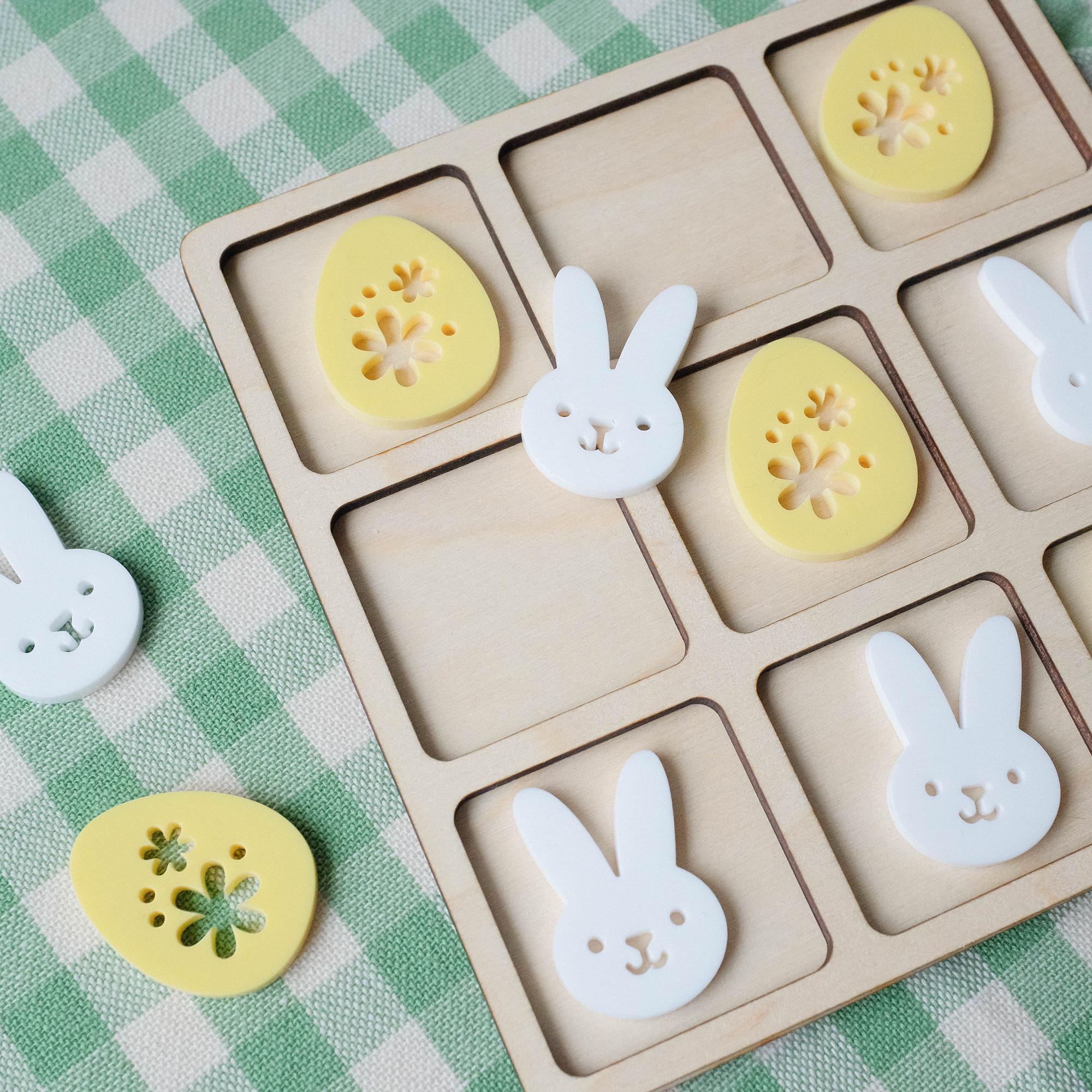 Easter Tic Tac Toe Laser Cut SVG File: Bunny & Egg Game (commercial ...