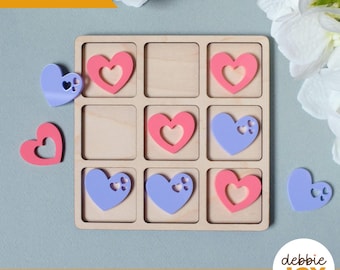 Hearts Tic Tac Toe Laser SVG: Valentine's Game (Commercial License)