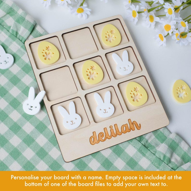 Easter Tic Tac Toe Laser Cut SVG File: Bunny & Egg Game (digital ...