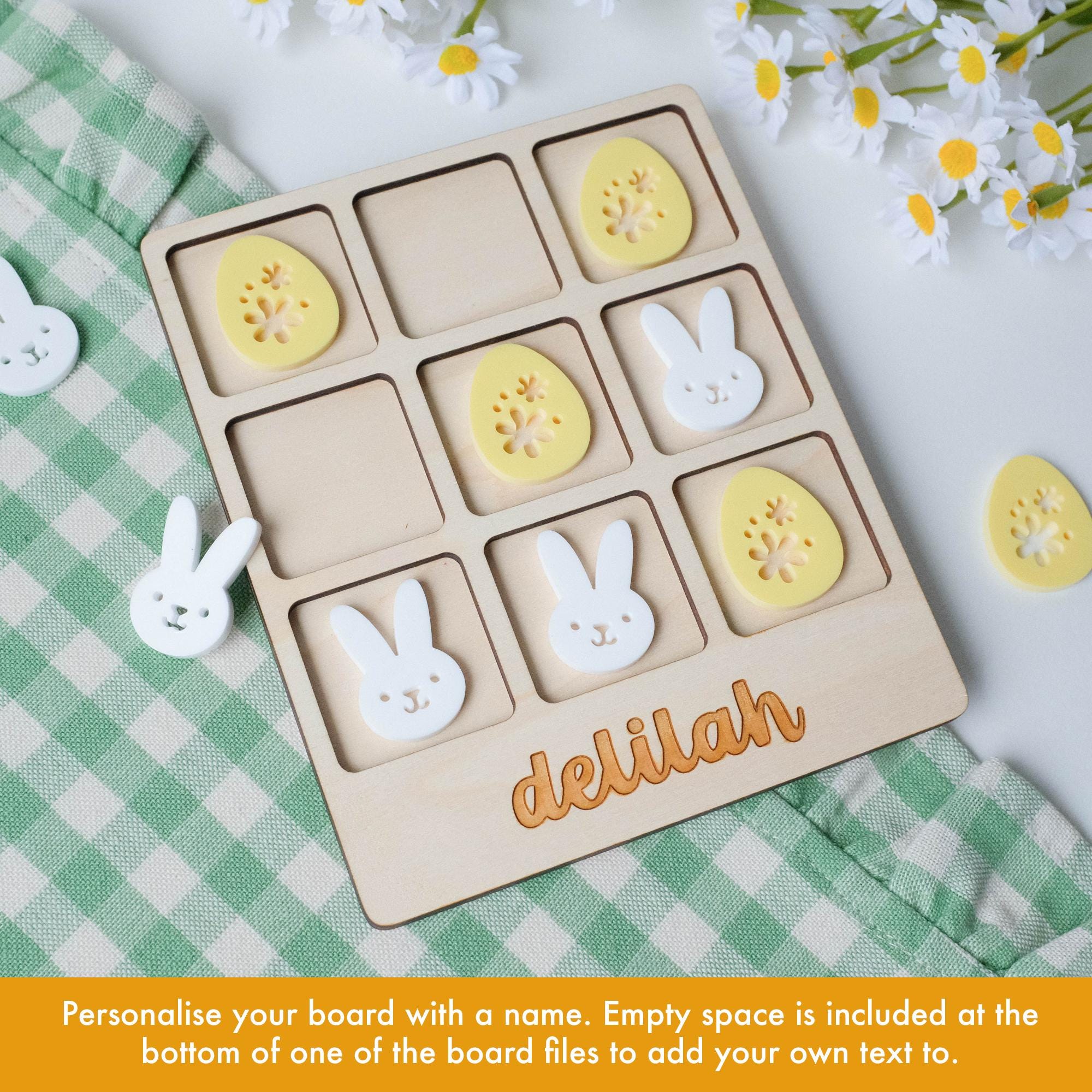 Easter Tic Tac Toe Laser Cut SVG File: Bunny & Egg Game (digital ...