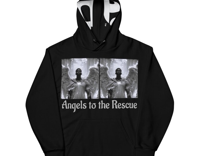 Unisex Hoodie: Angels to the Rescue Graphic Print – Cozy Fleece Lined