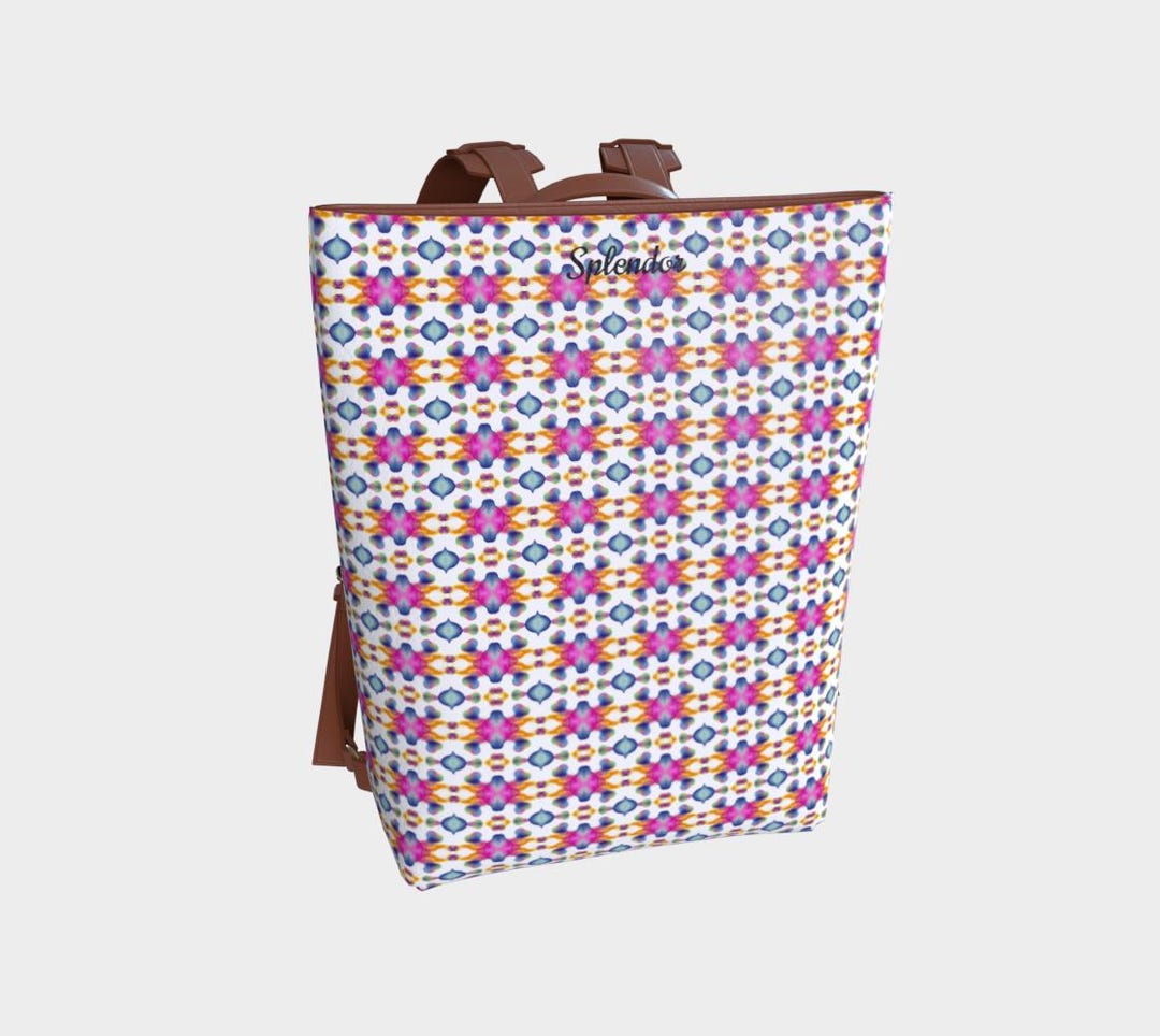 Back and printed vegan leather backpack ? Women main image 3