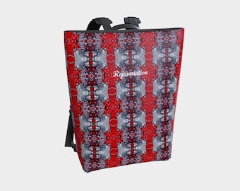 Printed Vegan Leather Backpack: Vibrant Design, Adjustable Straps