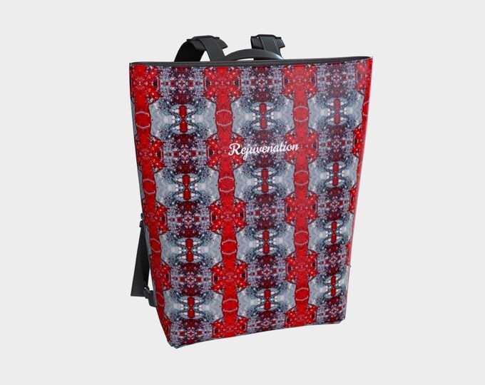 Printed Vegan Leather Backpack: Vibrant Design, Adjustable Straps