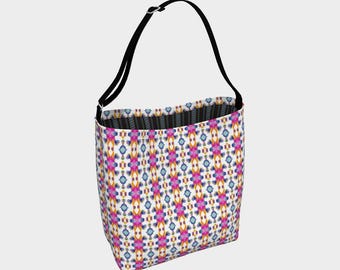 Abstract Print Neoprene Tote Bag with Adjustable Strap
