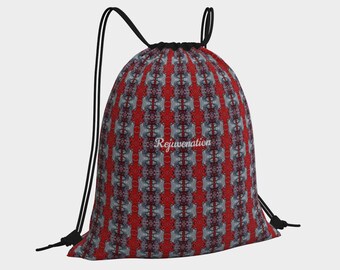 Polycanvas Drawstring Bag: Abstract Red Pattern, Adjustable Straps