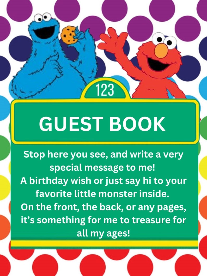 Customizable Sesame Street Guest Book Sign 2 - Etsy