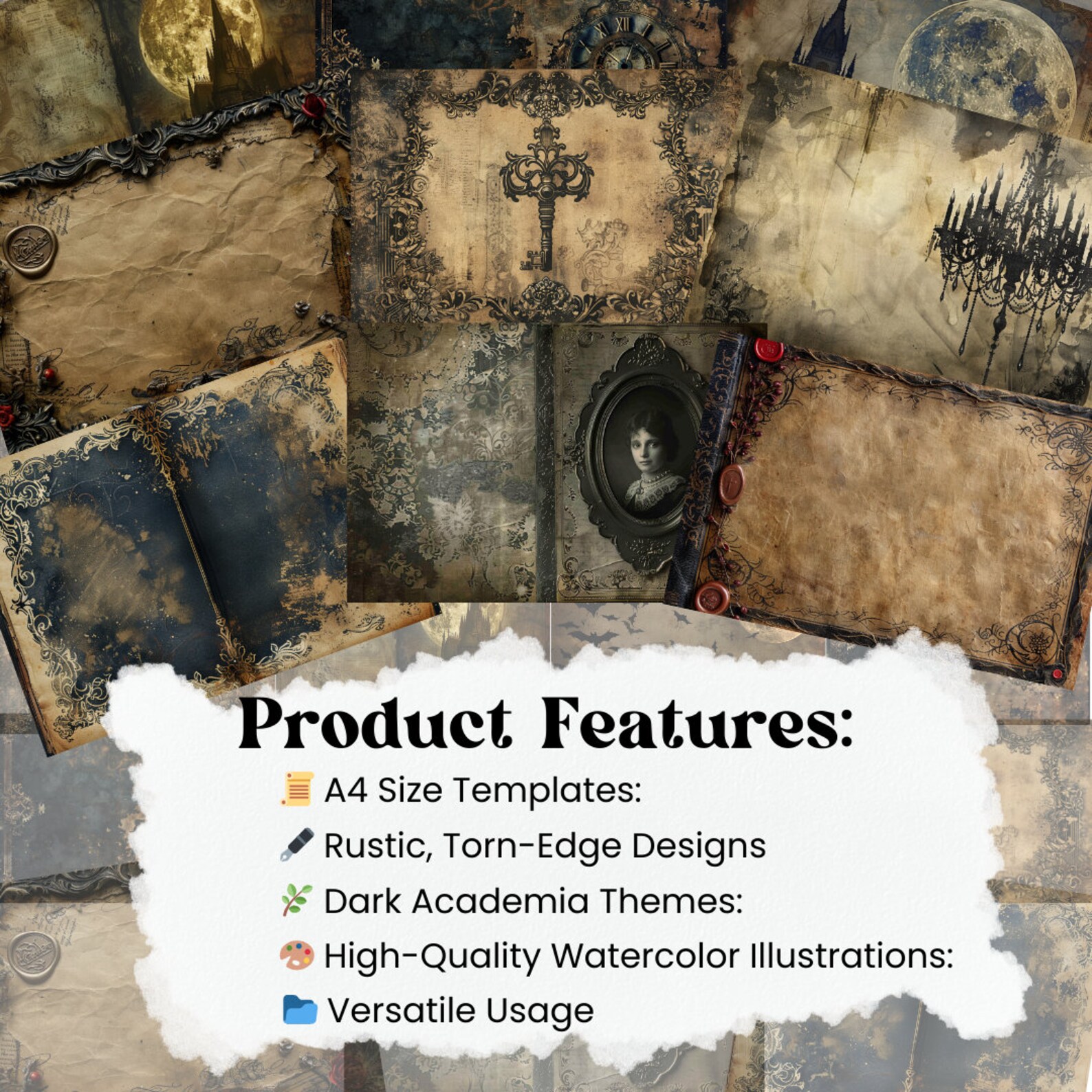 Victorian Gothic Junk Journal Kit Digital Scrapbook Paper Kit Sinister ...